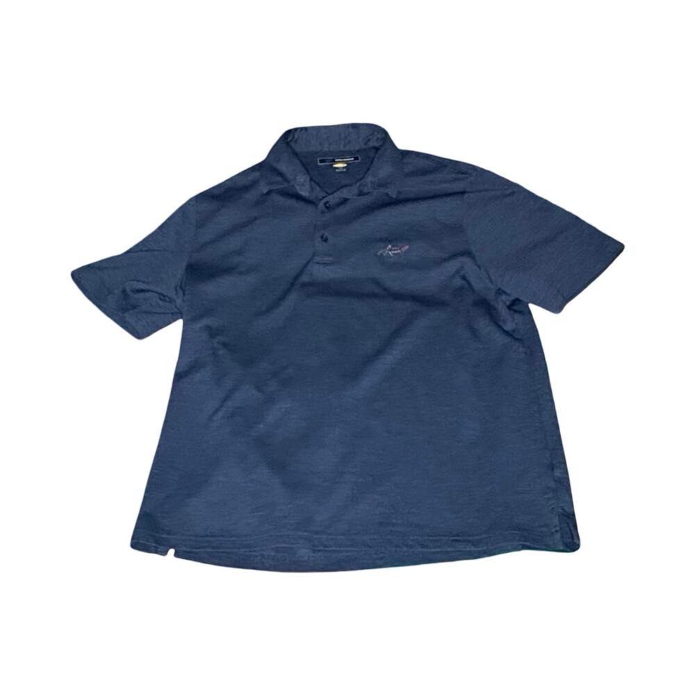 Greg Norman Navy Blue Textured Short Sleeve Polo Shirt - Mens XL